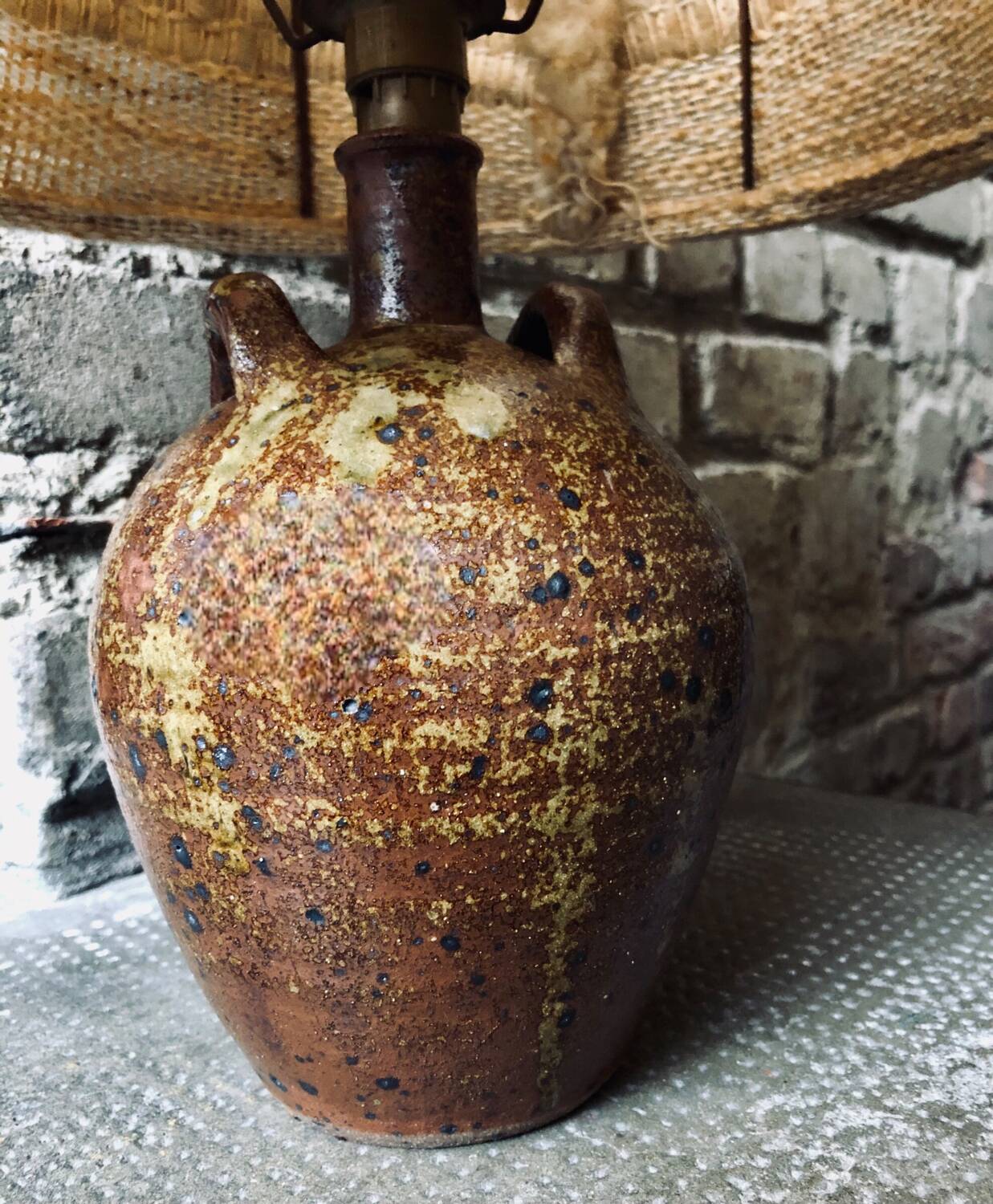 Handmade pyrite stoneware lamp, 1970