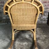 Rocking chair in rattan and bamboo rocker 1980