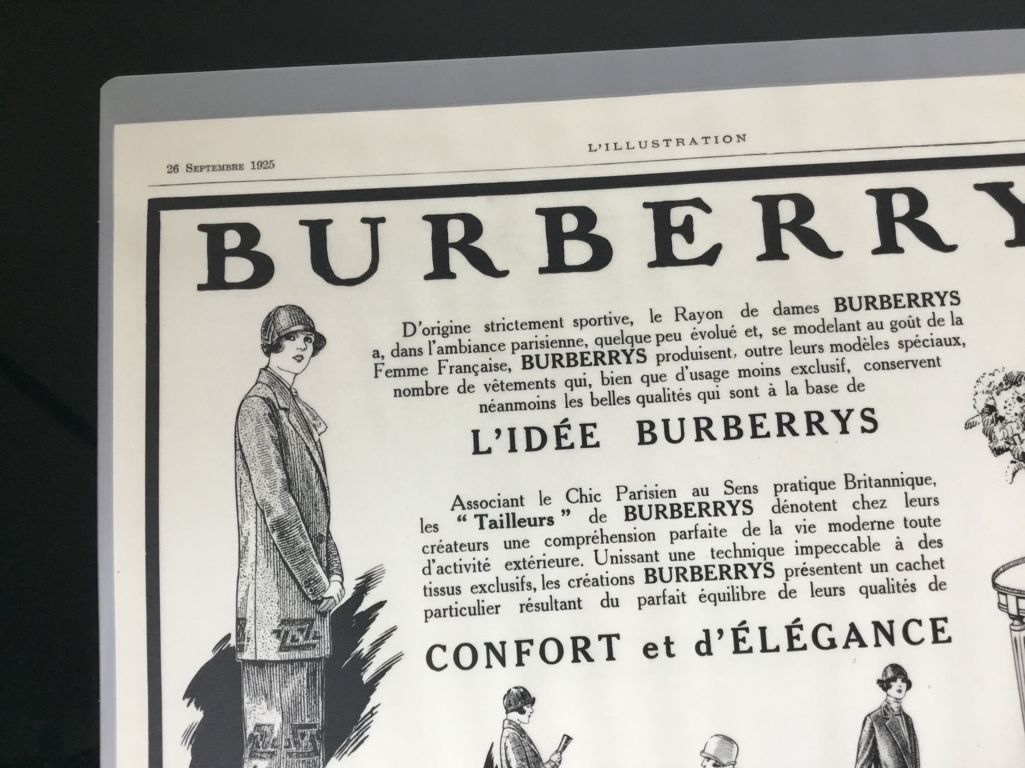 Vintage advertising to frame burberrys