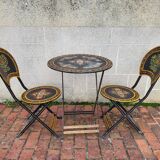 Set folding table and chairs metal Napoleon III style