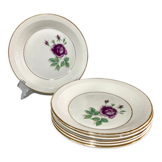 6 hollow plates moulin des loups pattern purple pinks model rosamour