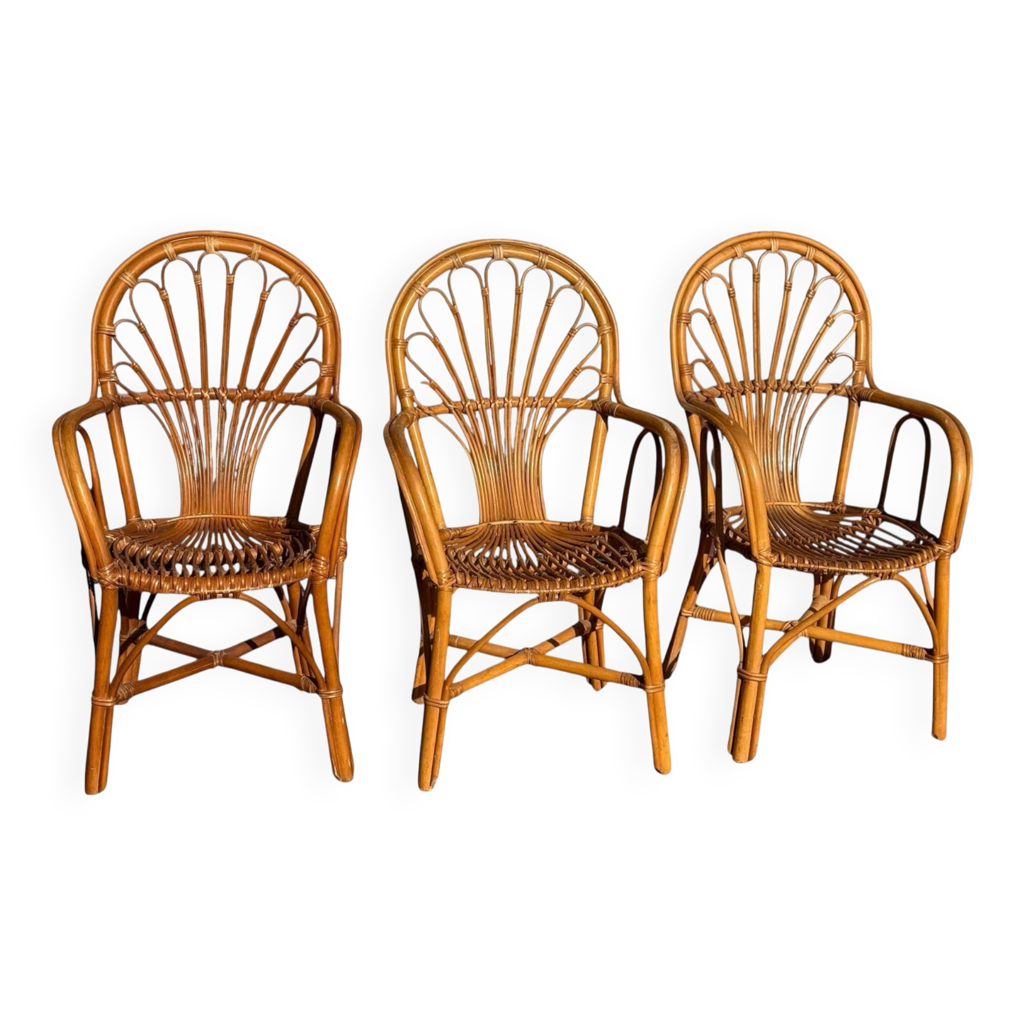 1980s Rattan Armchairs France