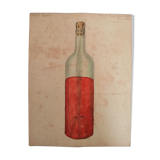 School drawing, study 20s to frame "bottle of wine"
