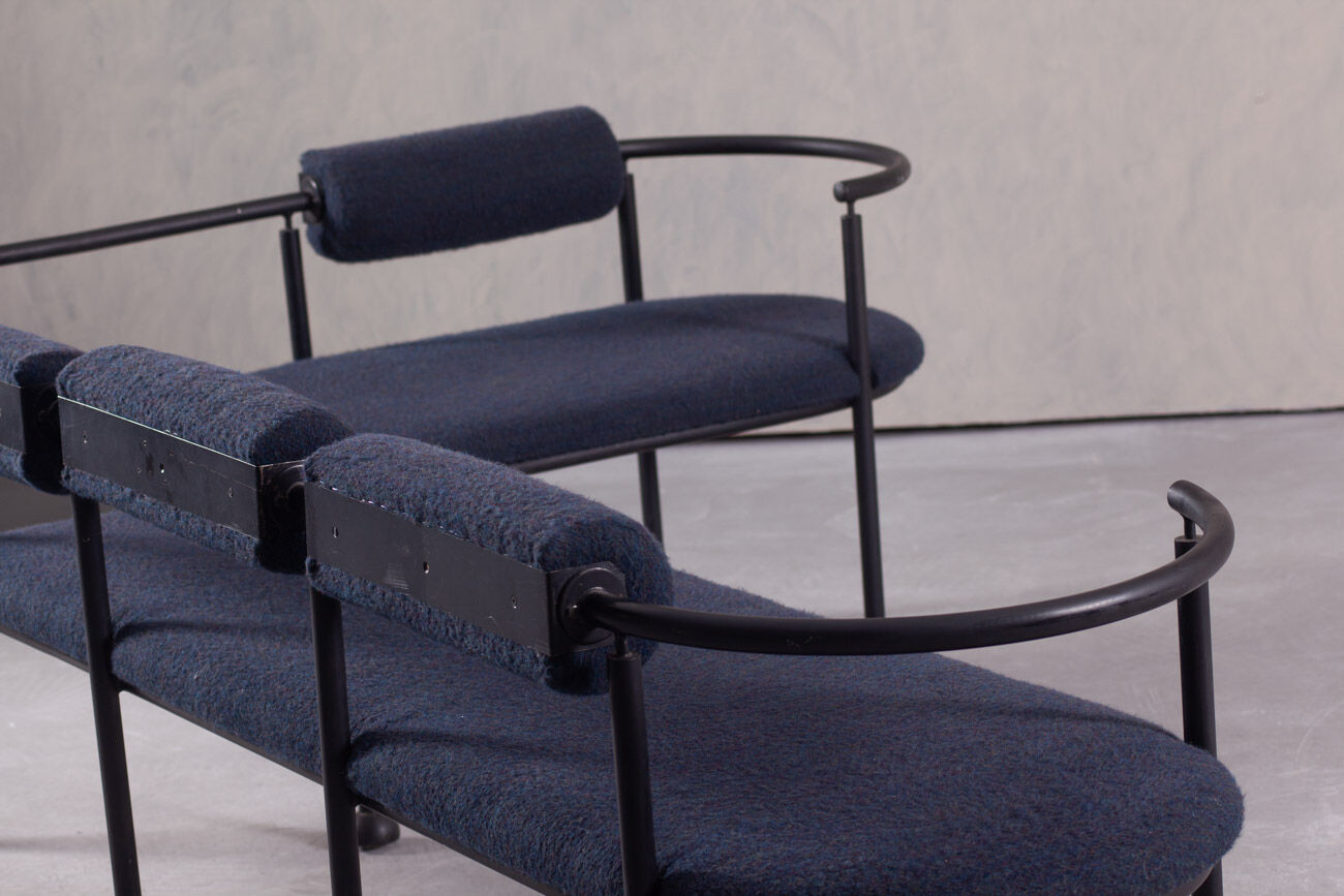 Postmodern steel and fabric bench, Italy, 1990s