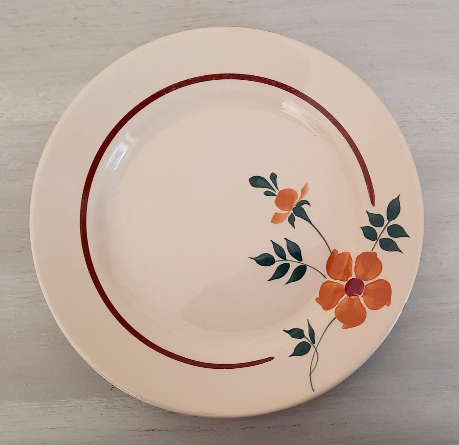 Flat earthenware plates Moulin des Loups Saint Amand Model Amélie Vintage