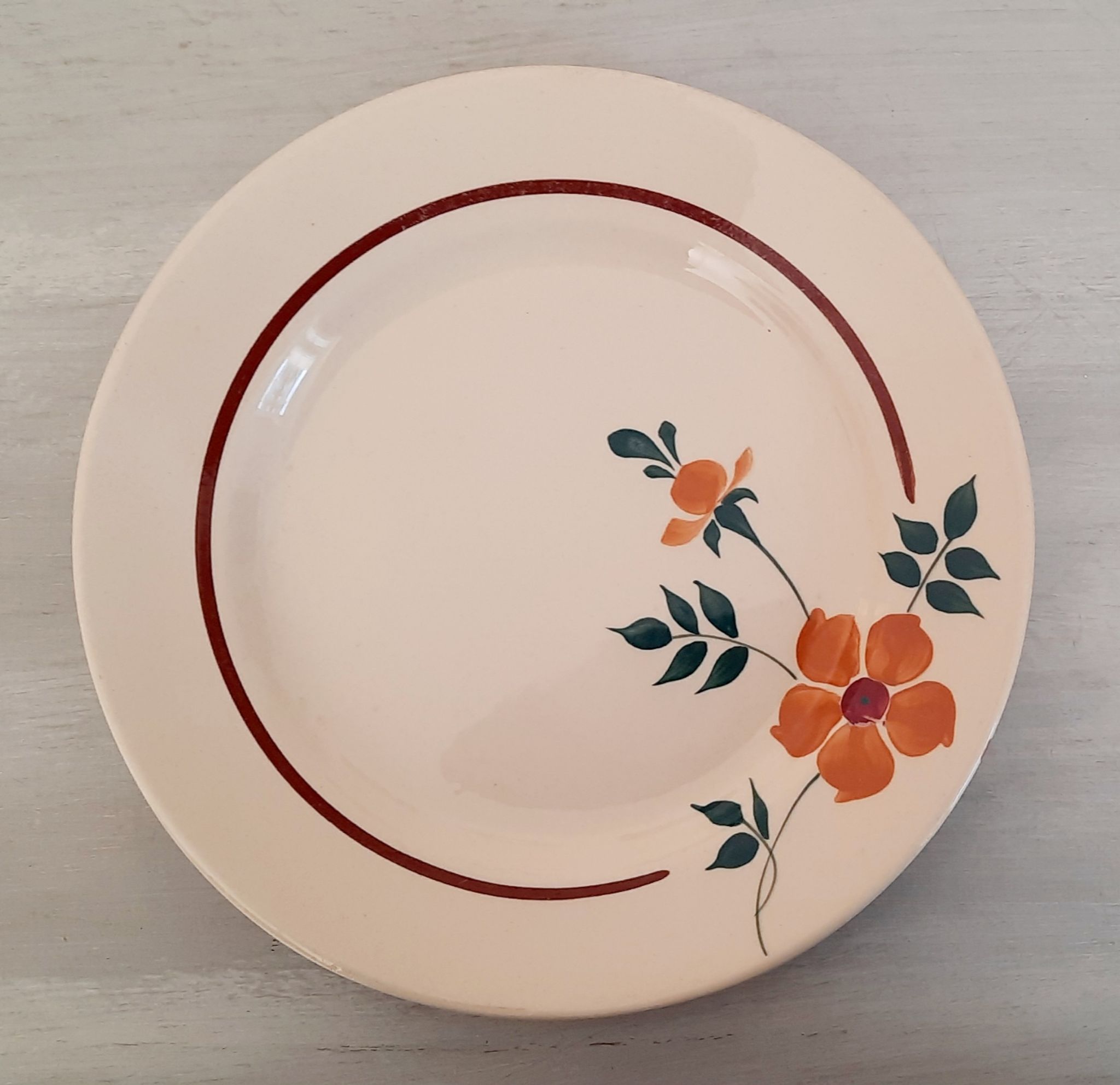 Flat earthenware plates Moulin des Loups Saint Amand Model Amélie Vintage