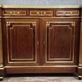 Parisian buffet in Louis XVI style – Mahogany and gilded brass – Marble top –
