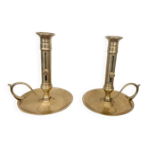 Pair of brass candle holders