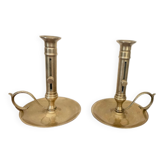Pair of brass candle holders