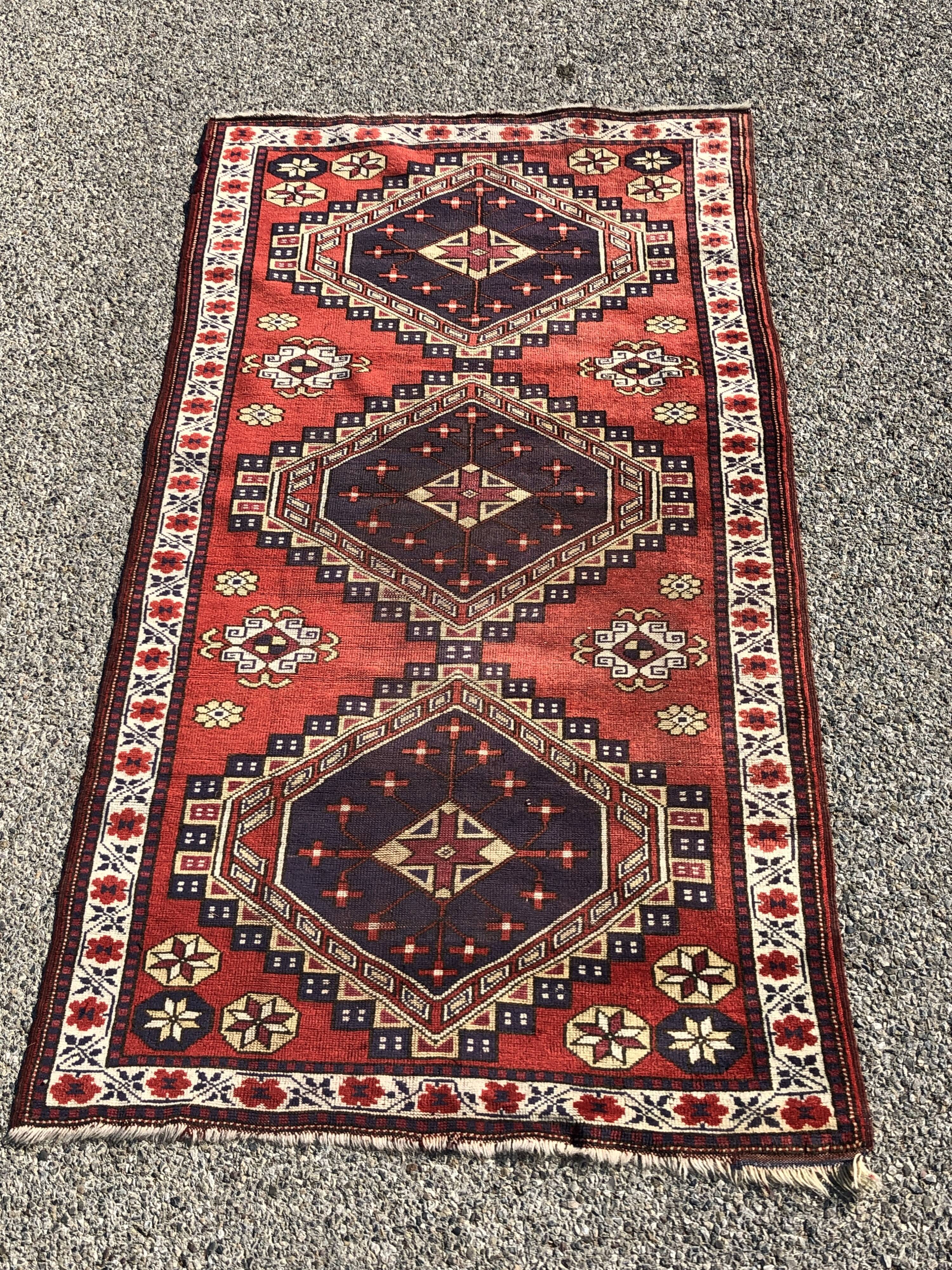Oriental carpet caucasus kazak 106x196cm
