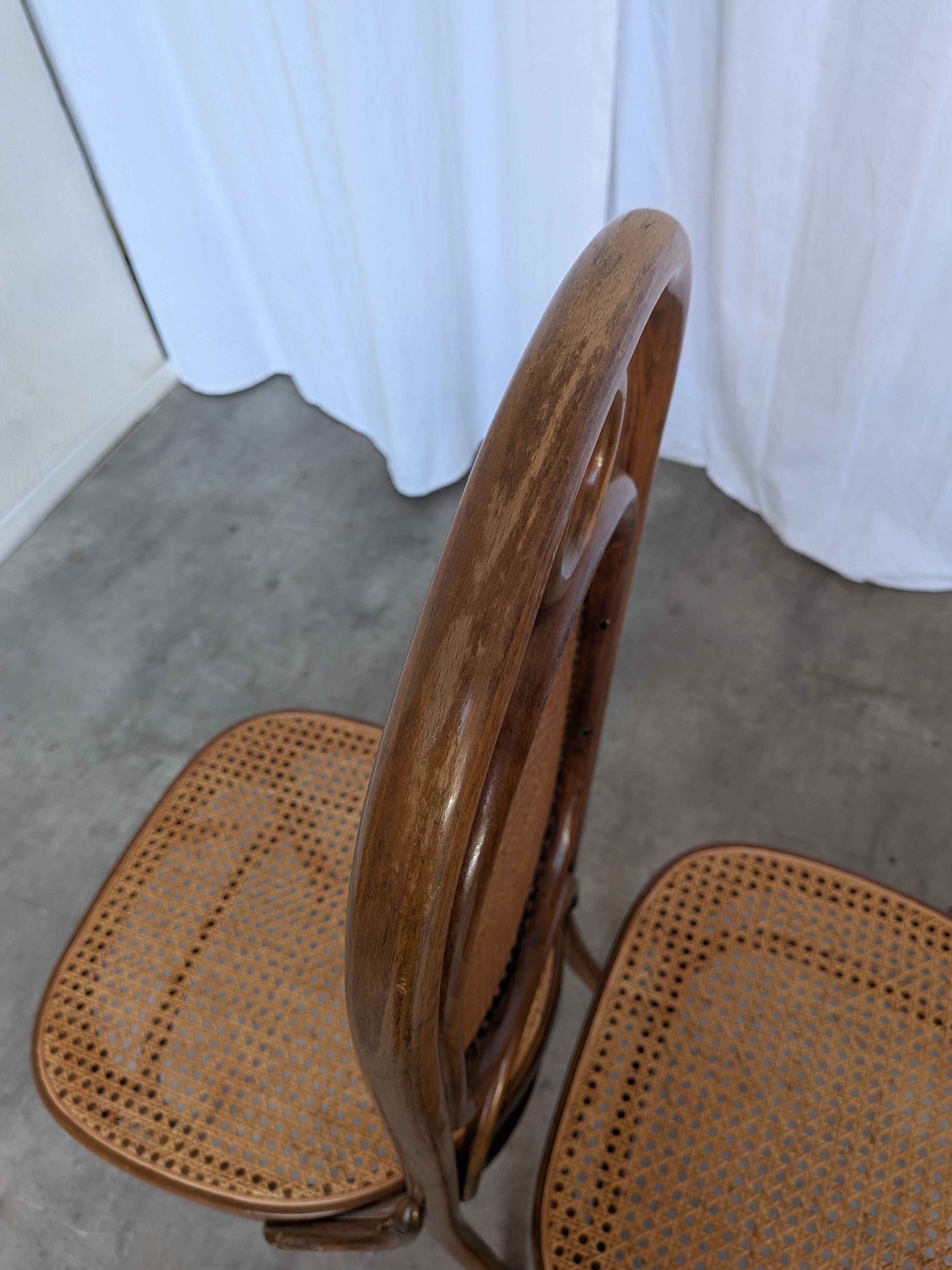 Set of 4 Mid-century Bentwood Cane Dining Chair, Thonet Style, 1970s Yugosl