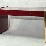 Executive desk by Jean Claude Mahey - lacquered wood & brass - Ca 1970