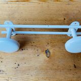 Metal wall coat rack 2 white hooks 60s.