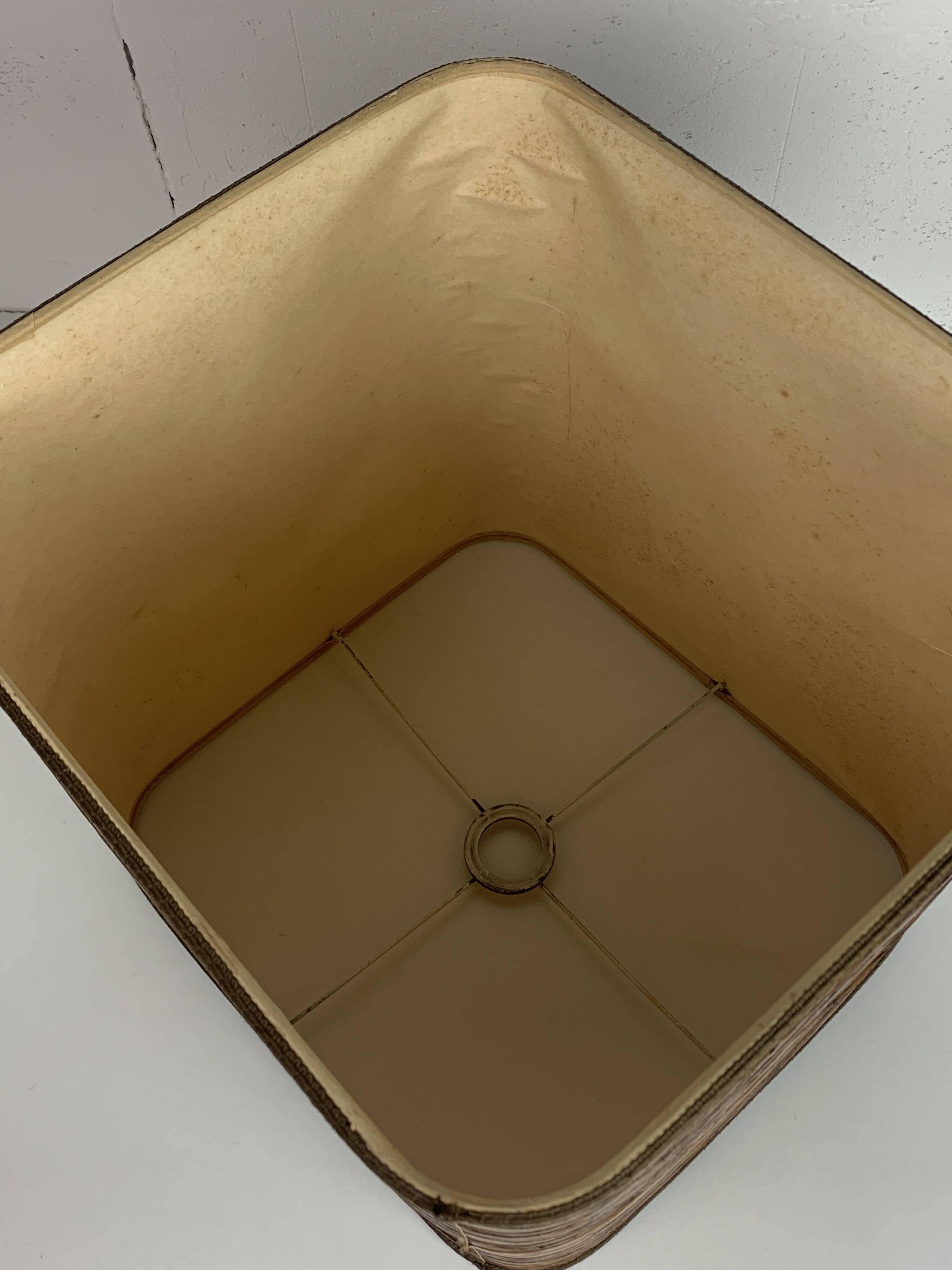 Midcentury Italian sculptural large table lamp with wood veneer shade