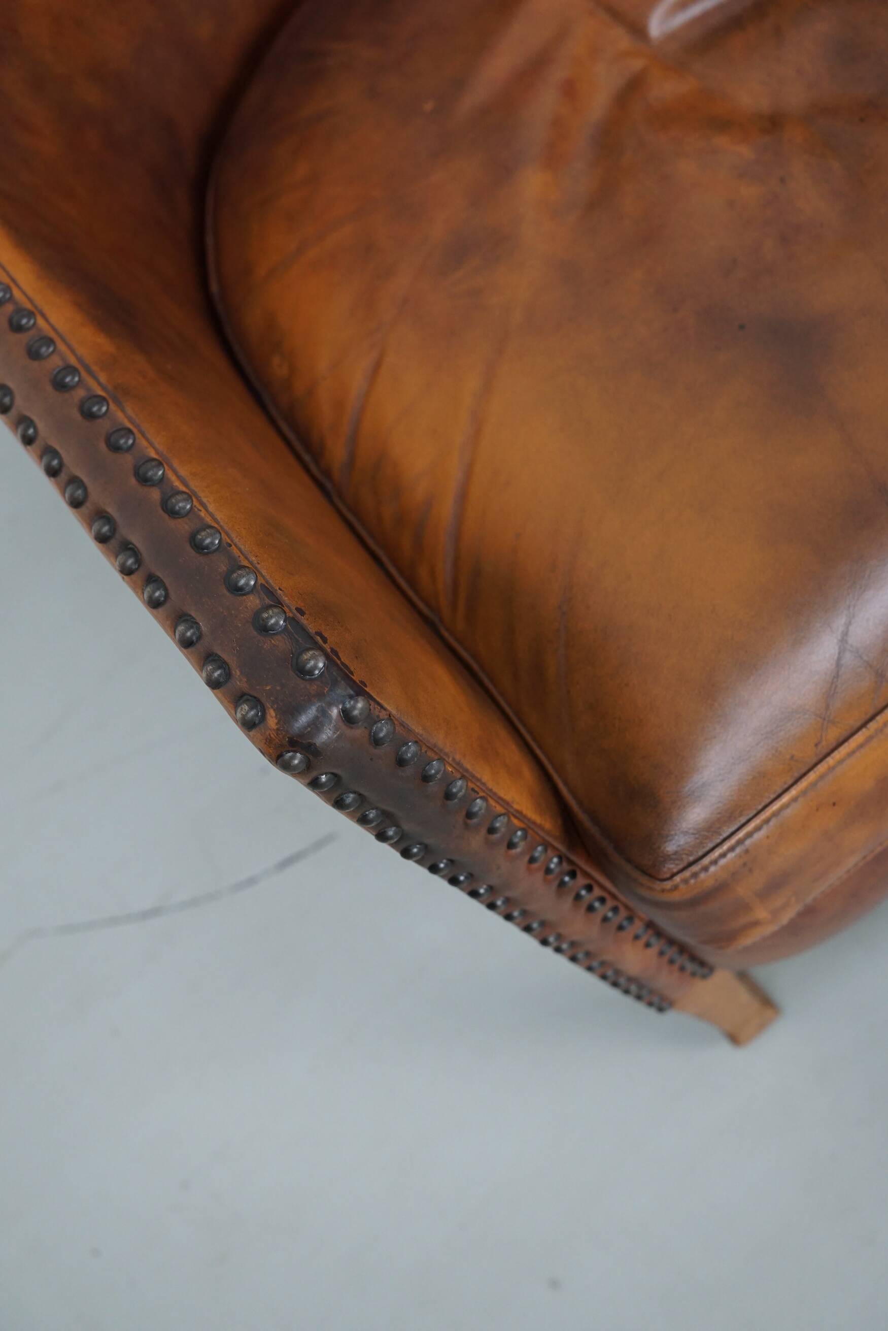 Vintage Dutch Cognac-Coloured Leather Club Chair, Lot of 2