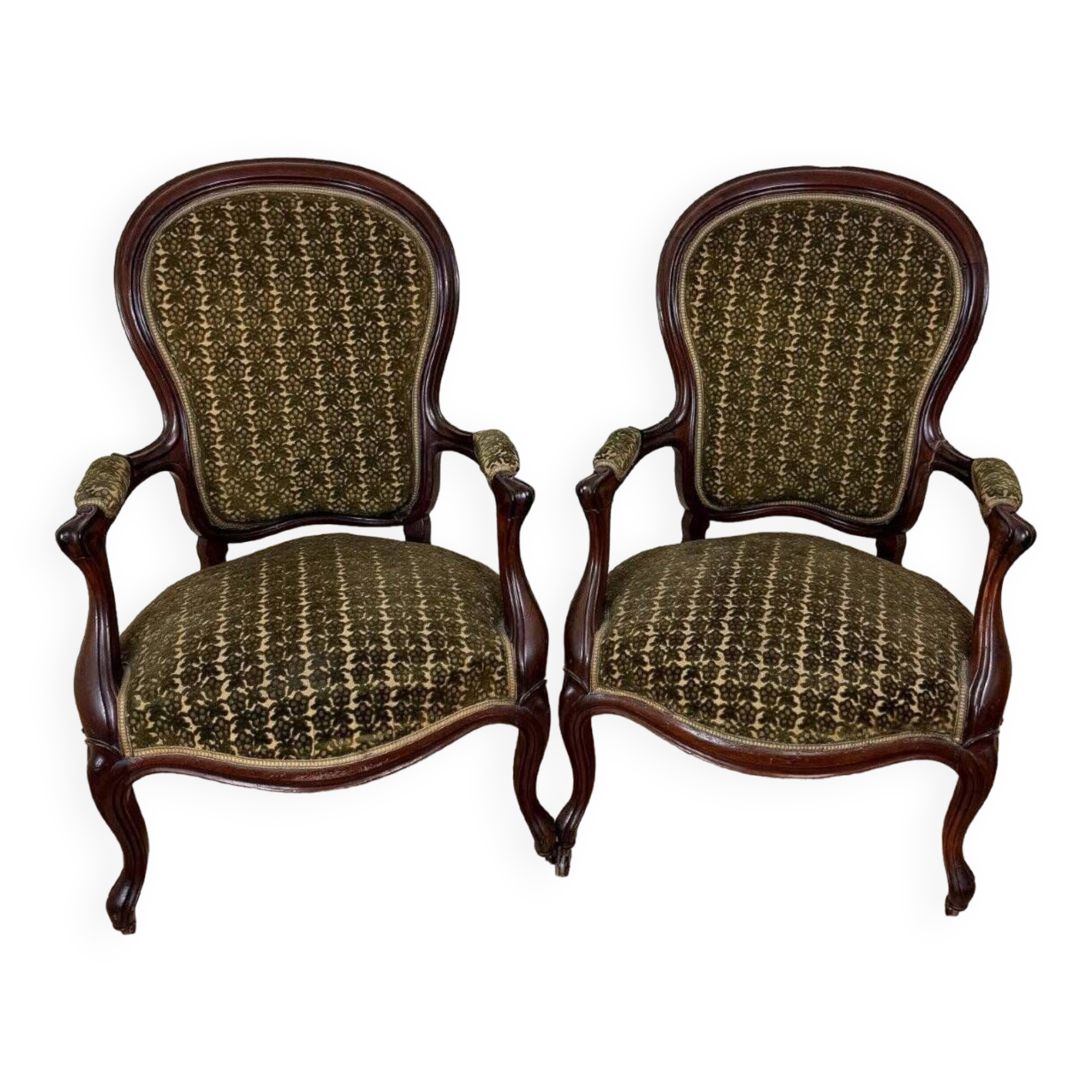 Paire de fauteuils style Louis XV en acajou époque XIXeme