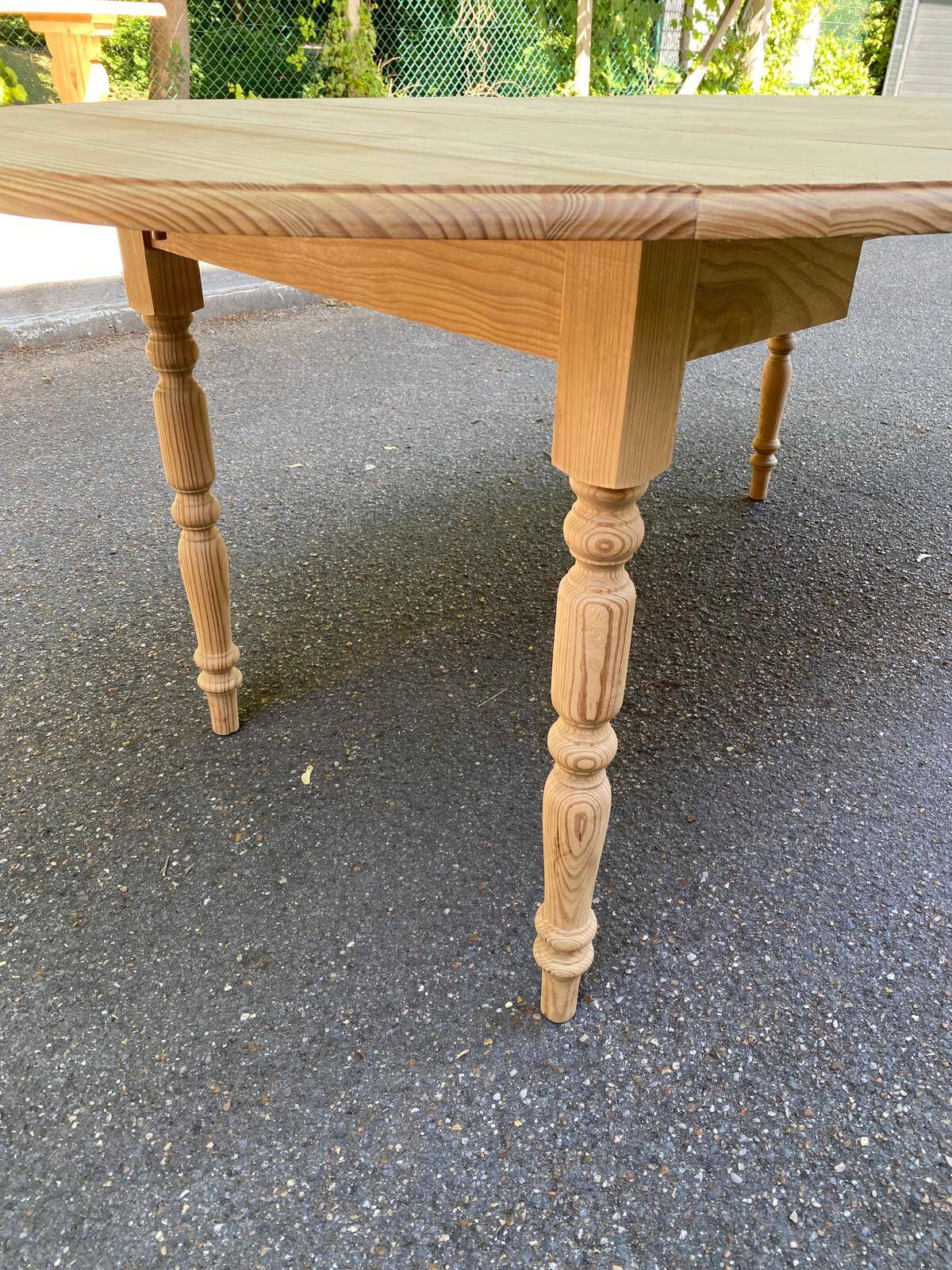 Louis Philippe extendable round dining table with shutters, renovated pine, 190cm