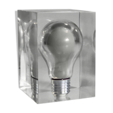 Sculpture inclusion in resin of a blue phosphorescent bulb attributed to Pierre Giraudon, 1970