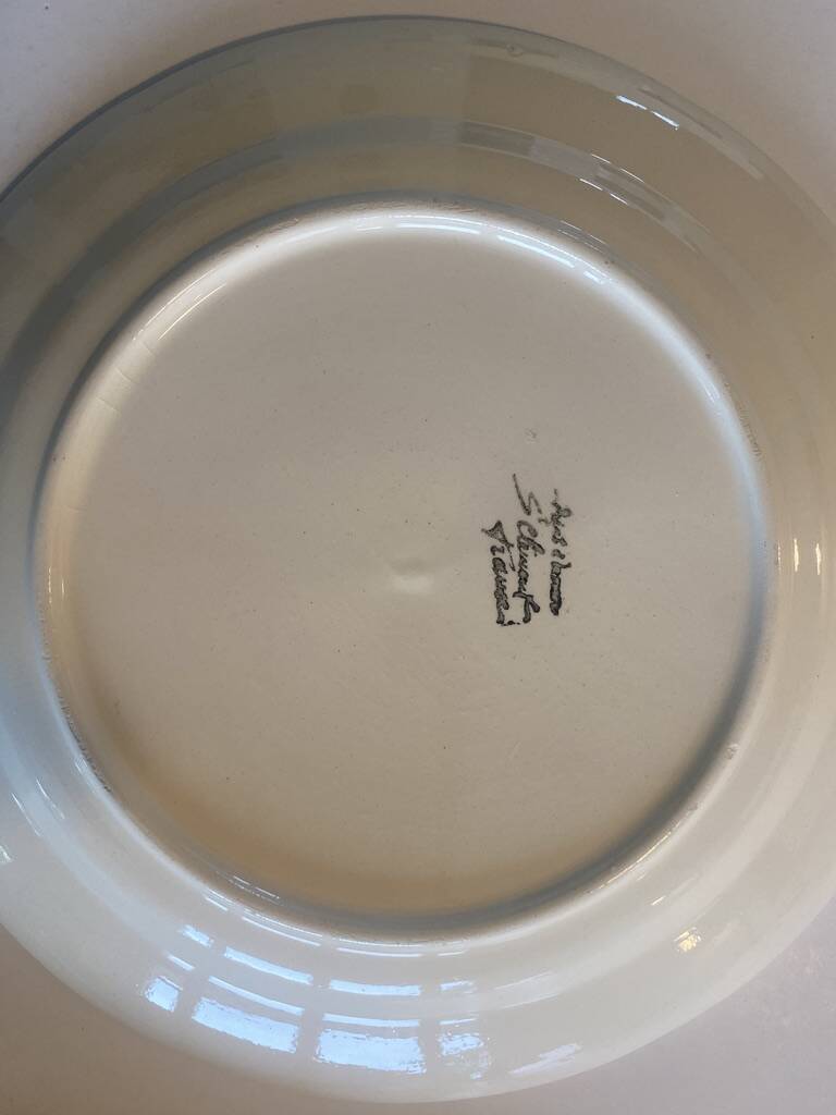 10 fruit decoration plates - St Clément - Barbotine - diam.21