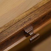 David Linley Burr walnut chest of drawers for light restoration.