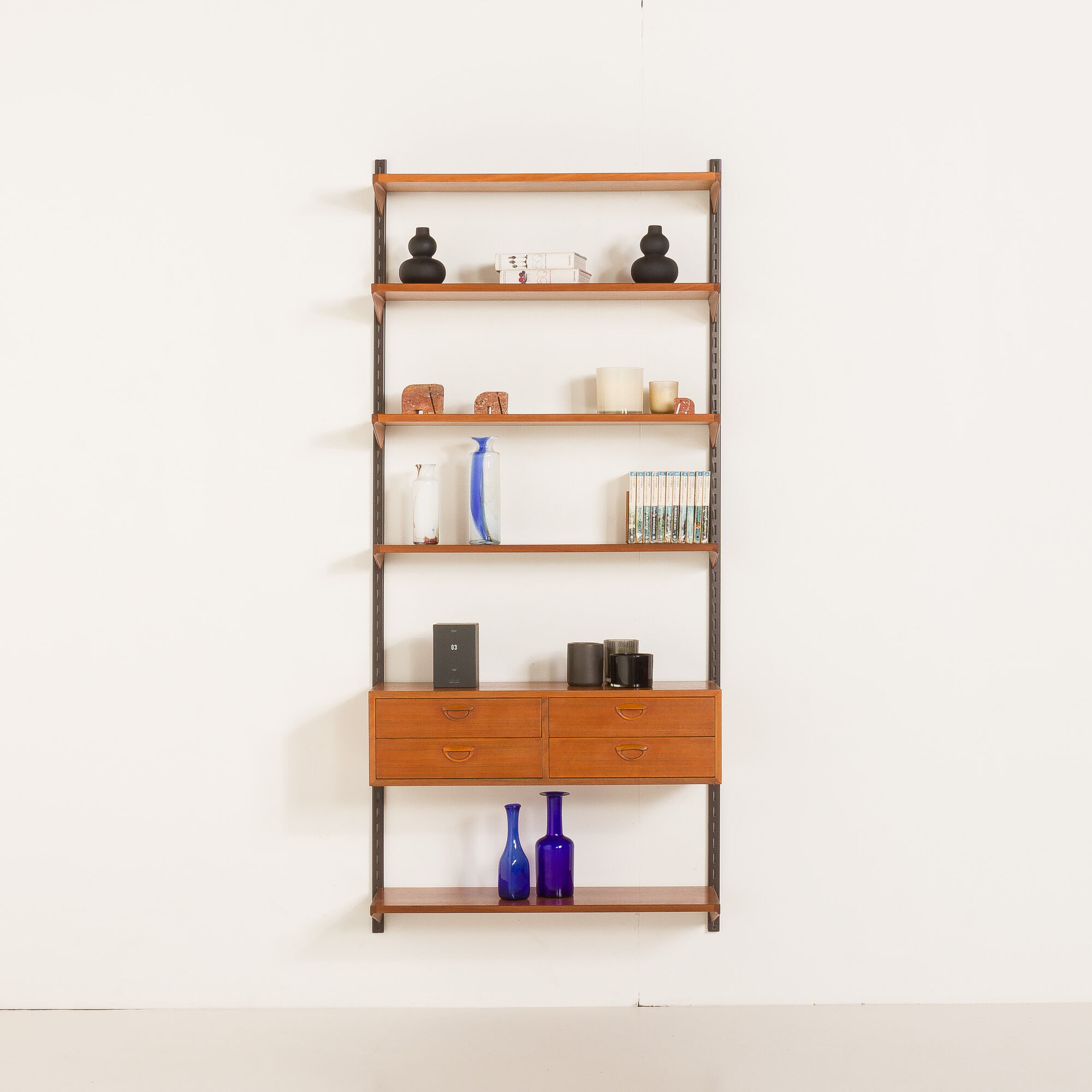 Kai Kristiansen teak wall unit with a console for FM Mobler, 1960s