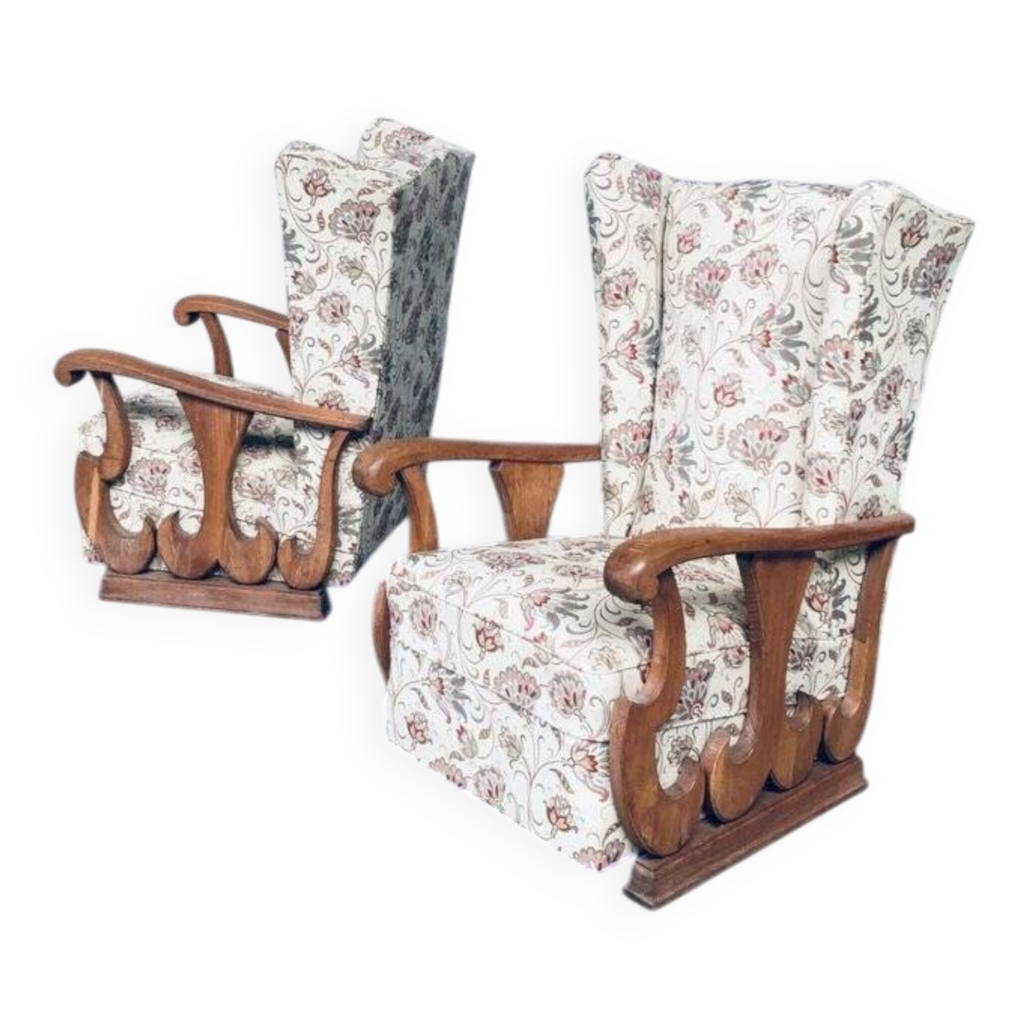Set of High Wing Back Armchairs, 1900s