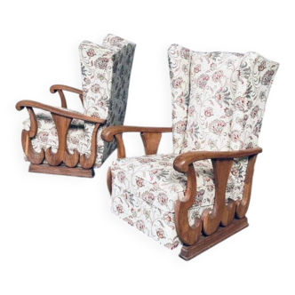 Set of High Wing Back Armchairs, 1900s