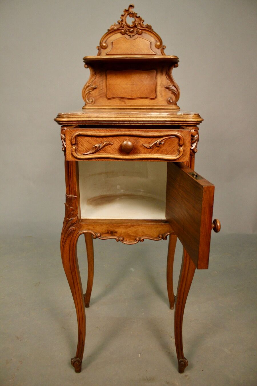 Walnut bedside table in Louis XV style 19th century