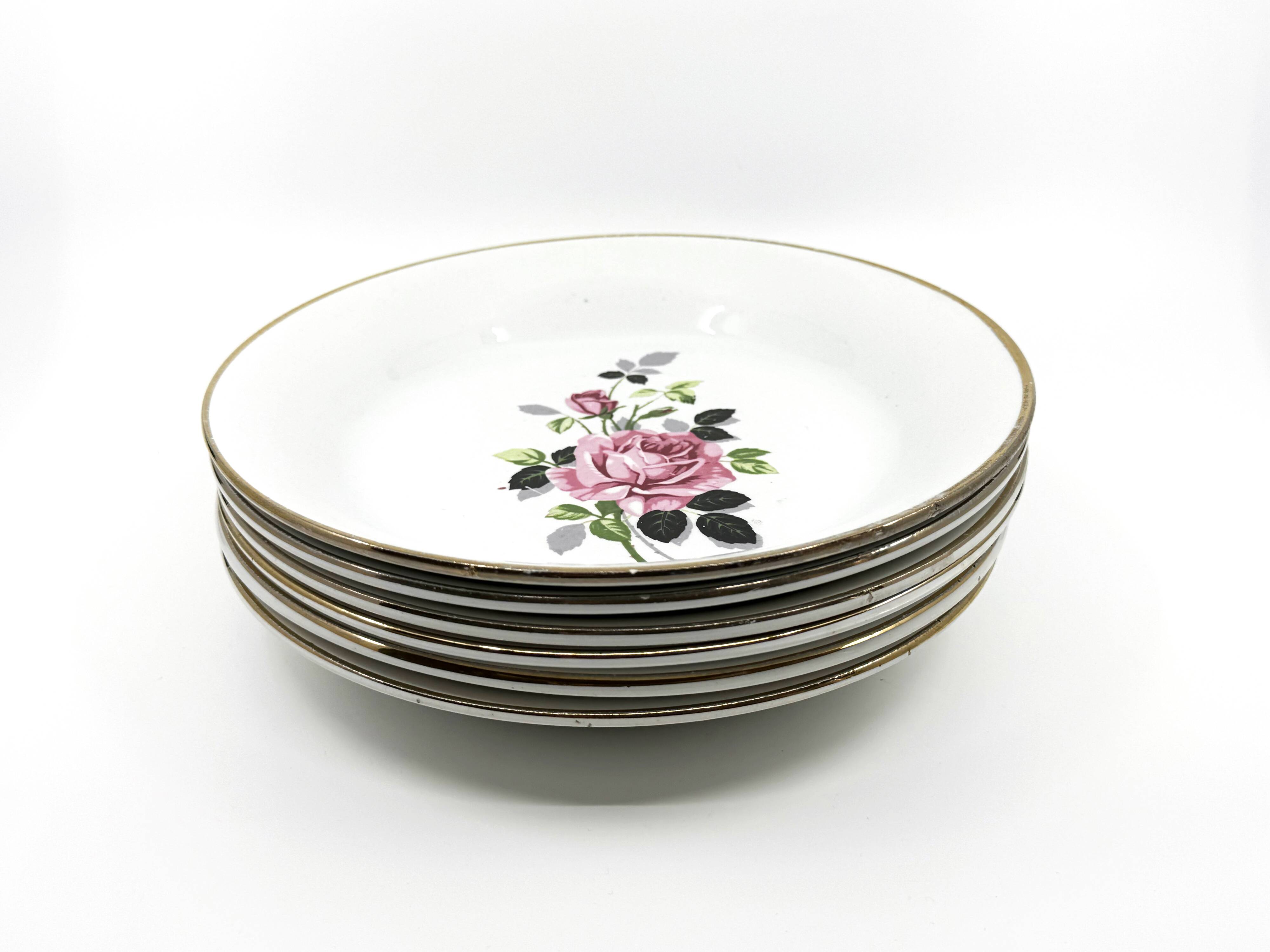 6 earthenware soup plates • L'Amandinoise • Circa 1950