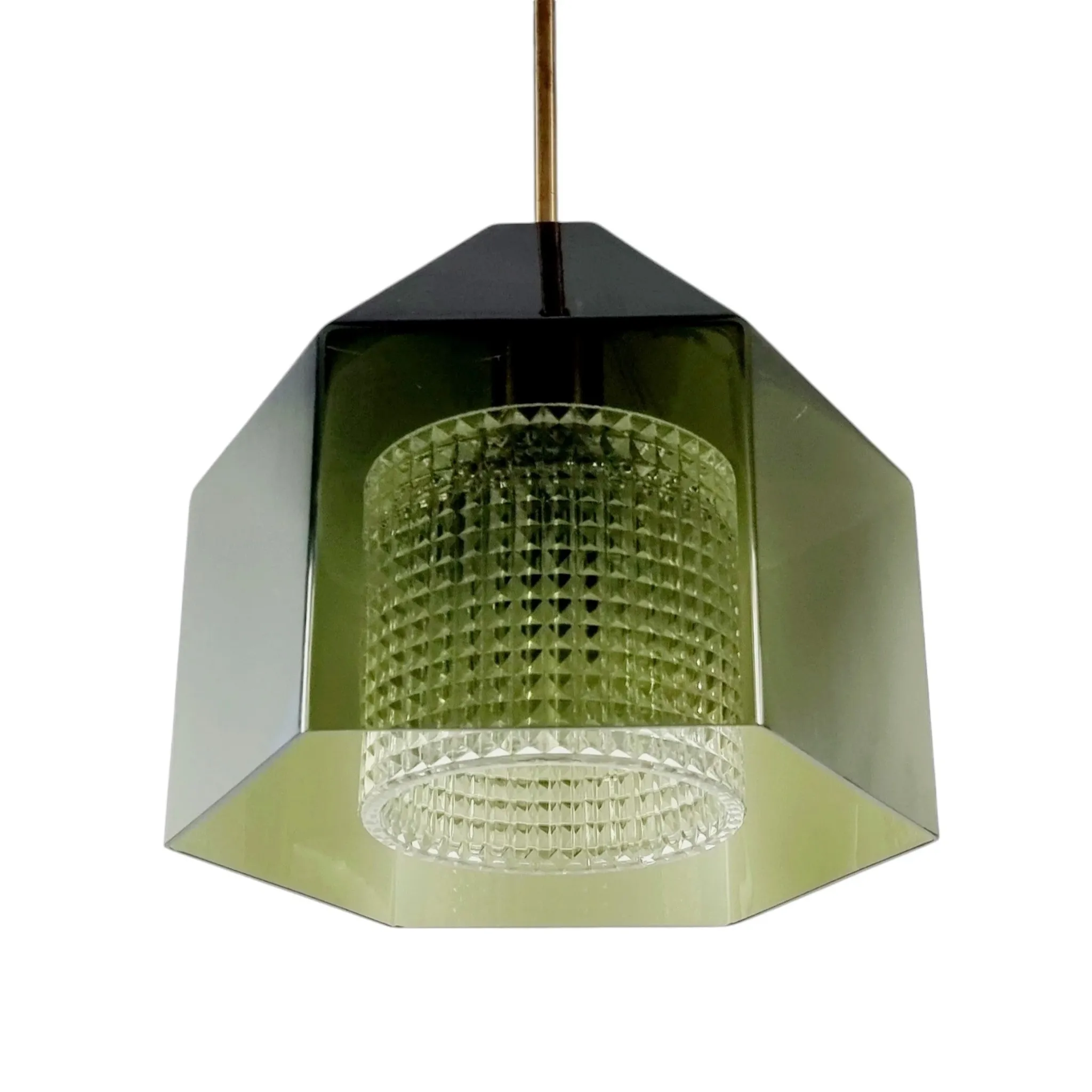 Mid-Century Scandinavian Glass & Brass Ceiling by C. Fagerlund for Orrefors