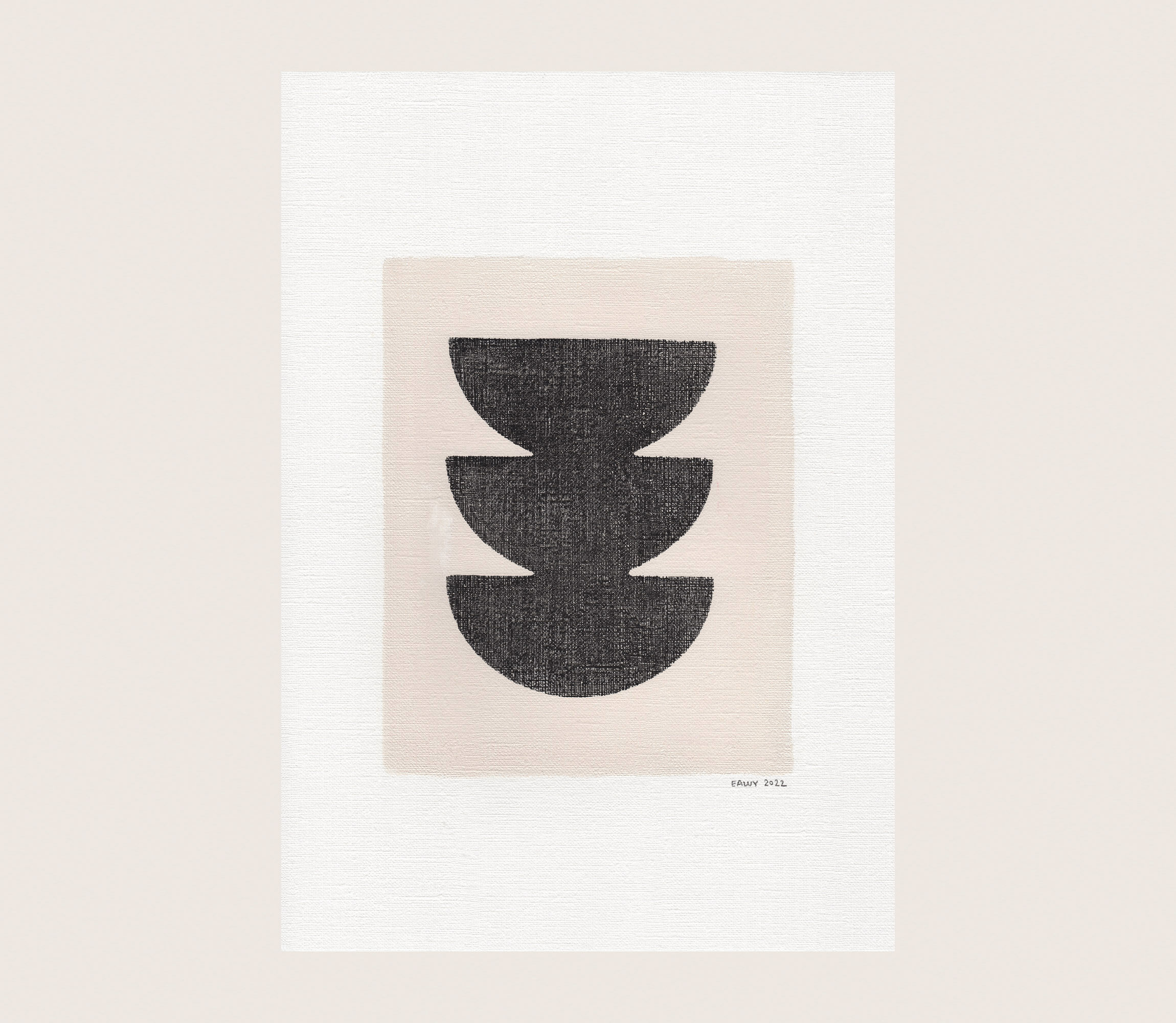 Painting on paper, yellow illustration M631 , signed Eawy