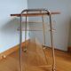 Table trolley for vinyls or magazines in gold metal and formica