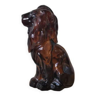 Zoomorphic aftershave perfume bottle vintage Avon lion shape amber glass