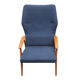 Danish armchair in cherry wood and dark blue fabric
