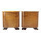 Minimalistic Art Deco Bedside Tables In Walnut Veneer, Czechoslovakia 1930s