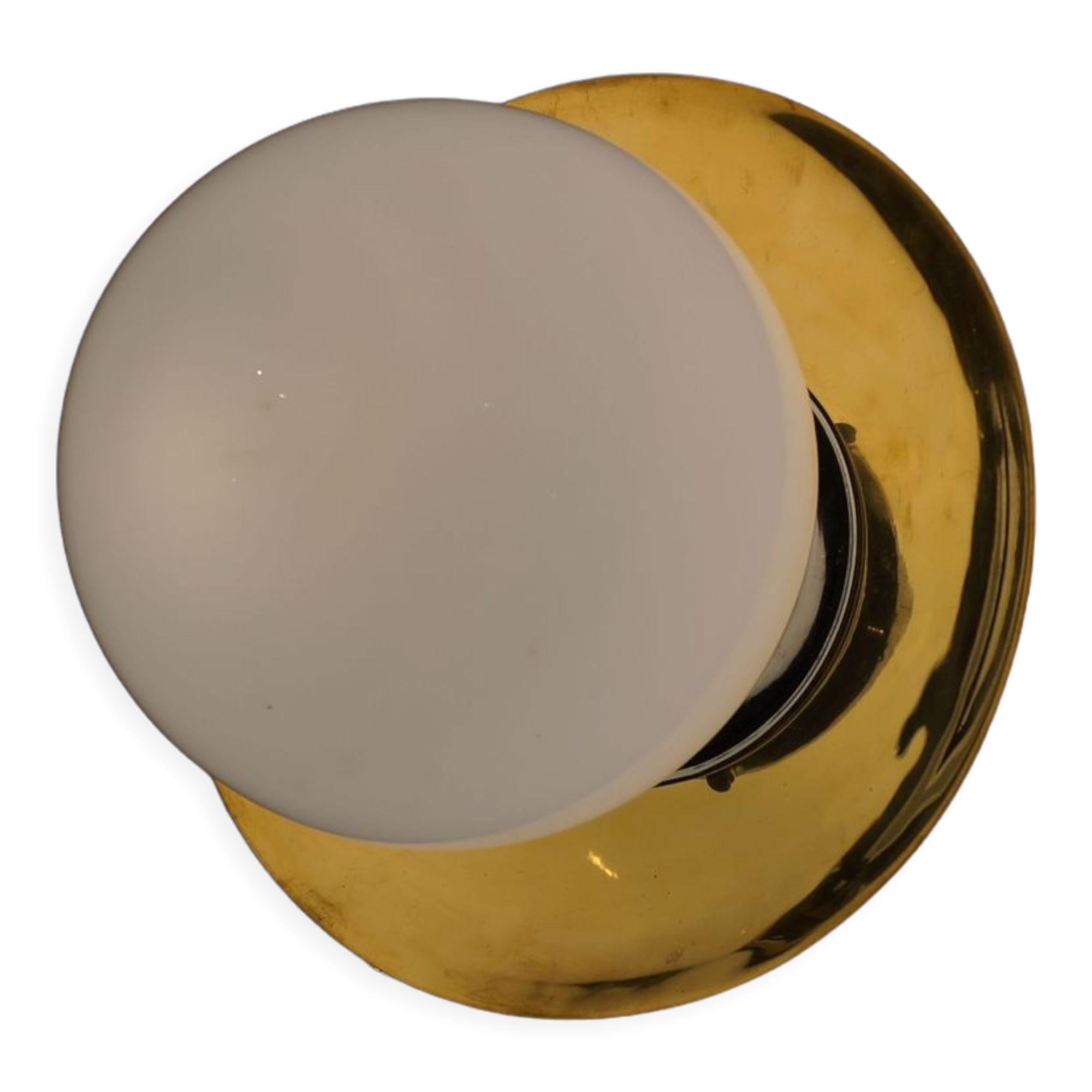 Brass and opaline wall lamp