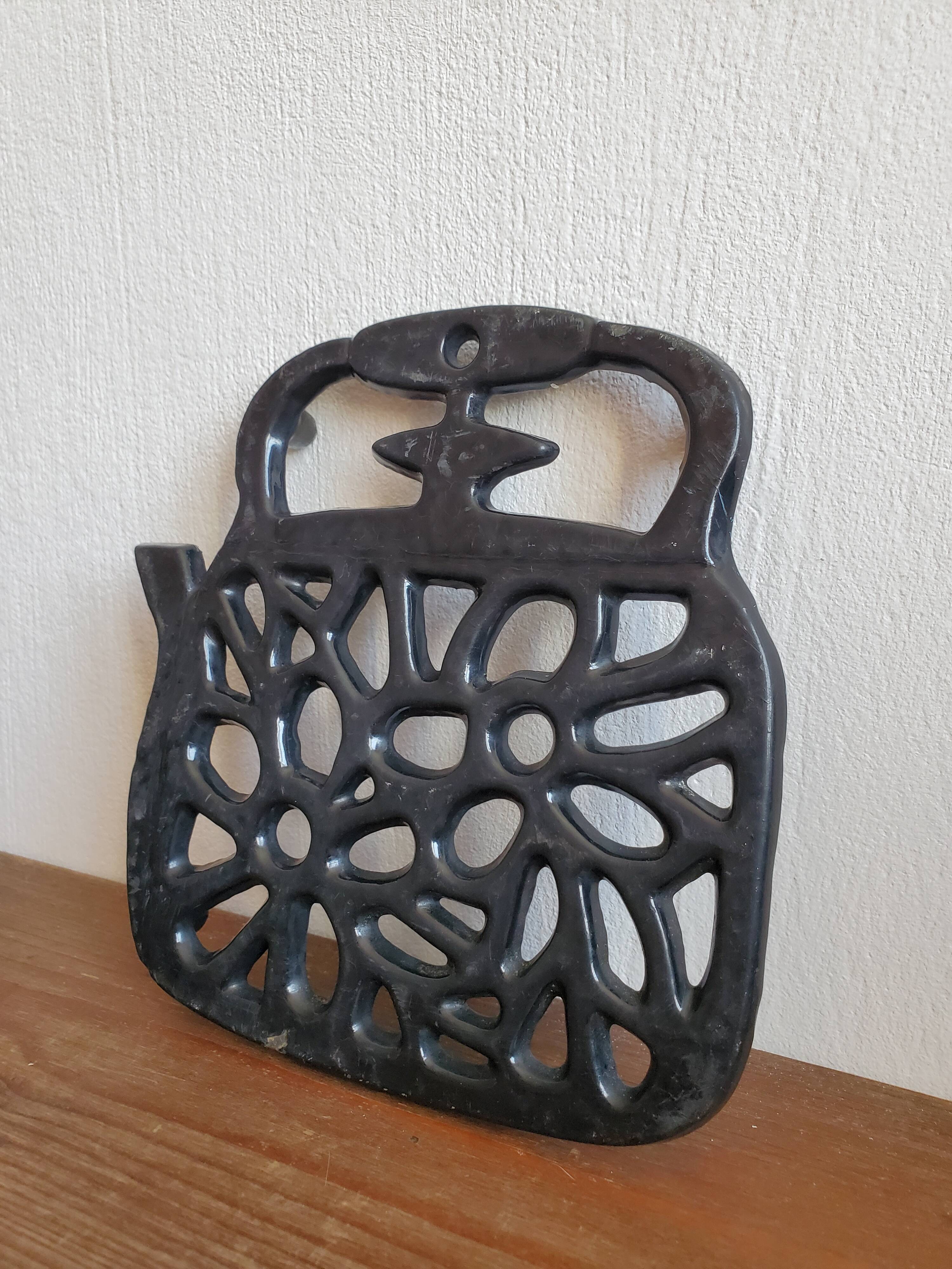 Enamelled cast iron trifle in the shape of a kettle, teapot