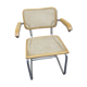 Fauteuil canné tubulaire chromé