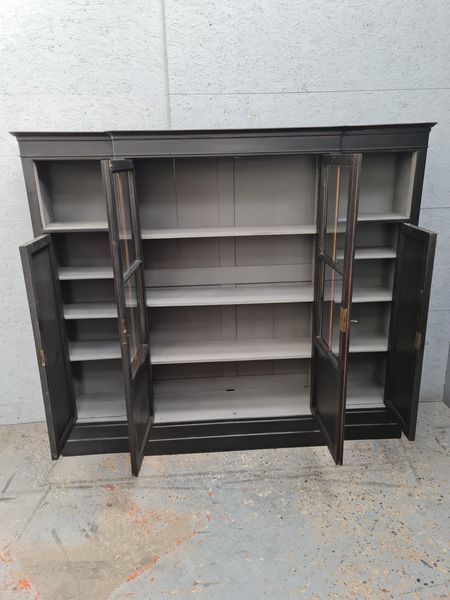 Furniture library industrial office four doors oak black patina