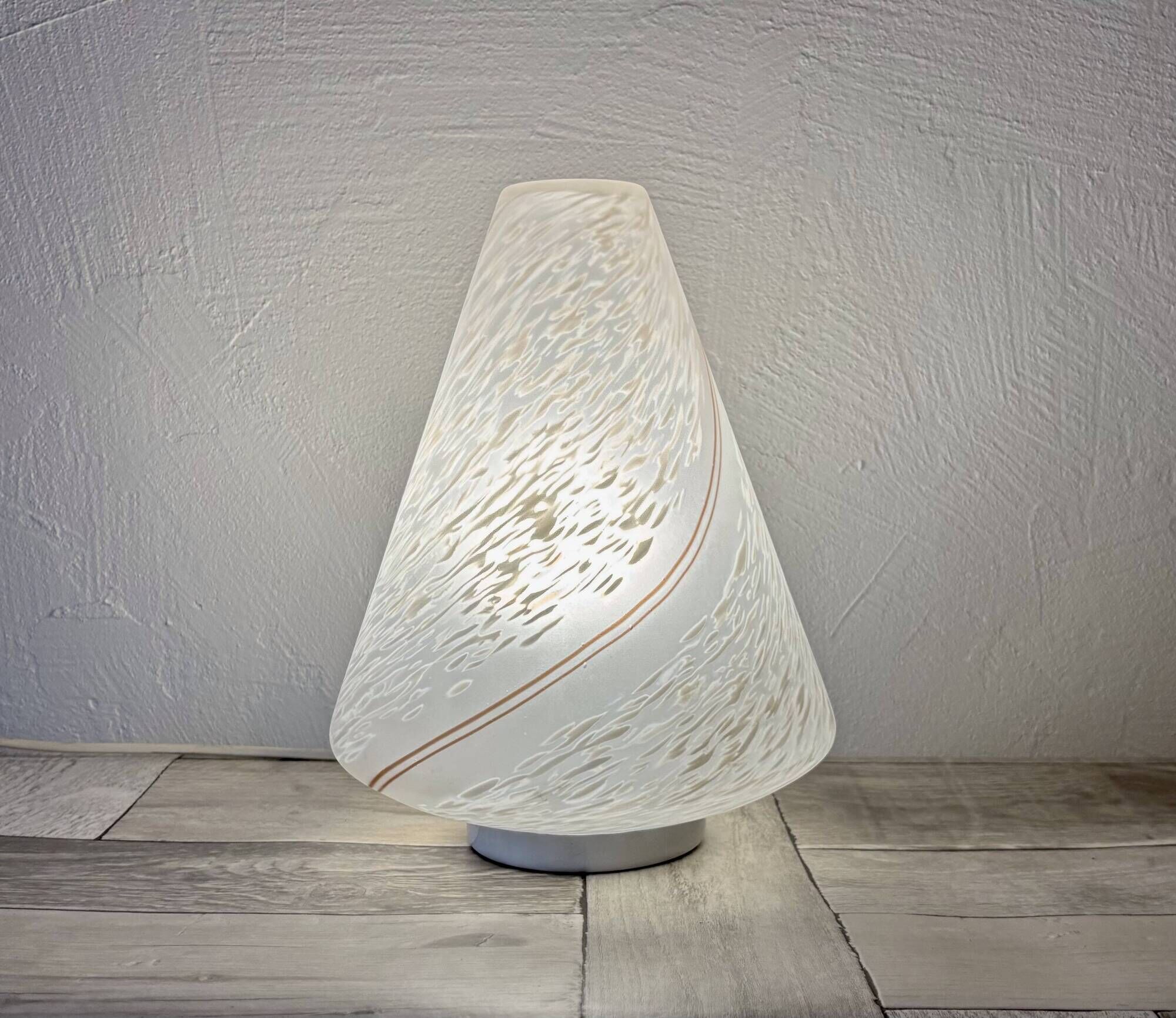 Vintage Murano Swirl Cone Lamp - Original Label - 1970s