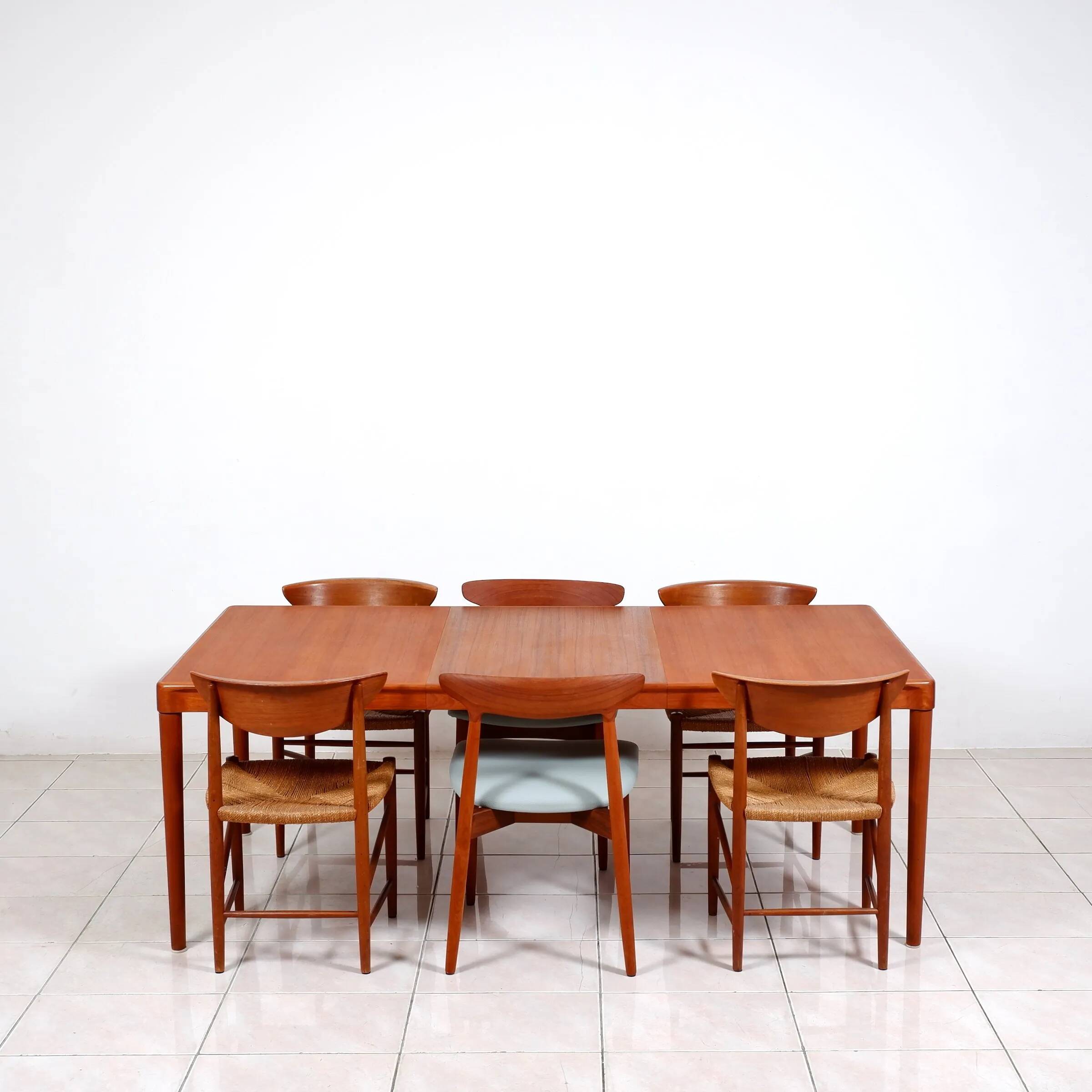 Extendable dining table in teak by H. W. Klein for Bramin Mobler