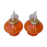 Pair of vintage orange hanging lamps