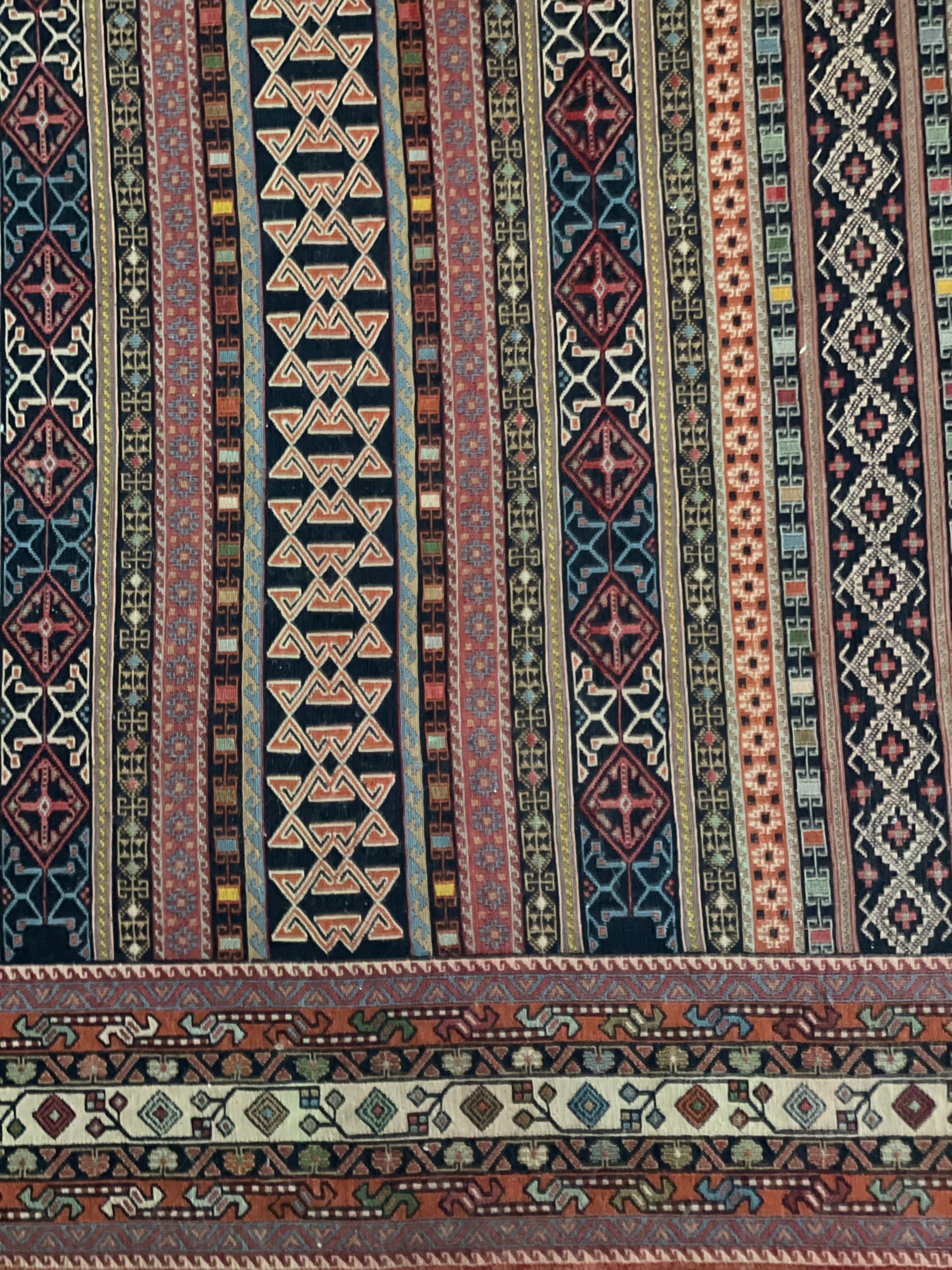 Pair of old Persian kilims Kerman Sirjan Souzani – handmade – te