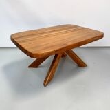 French early edition Aban T35C table in elm attributed to Pierre Chapo, 1970s