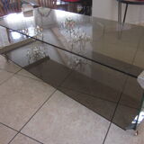 70's coffee table in smoked glass