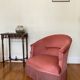 Pink velvet toad armchair