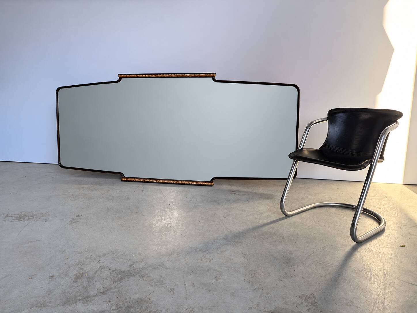 XL Italian wooden mirror, 1960s