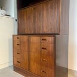 Vintage Scandinavian 2-piece secretary. Rosewood, 1970s