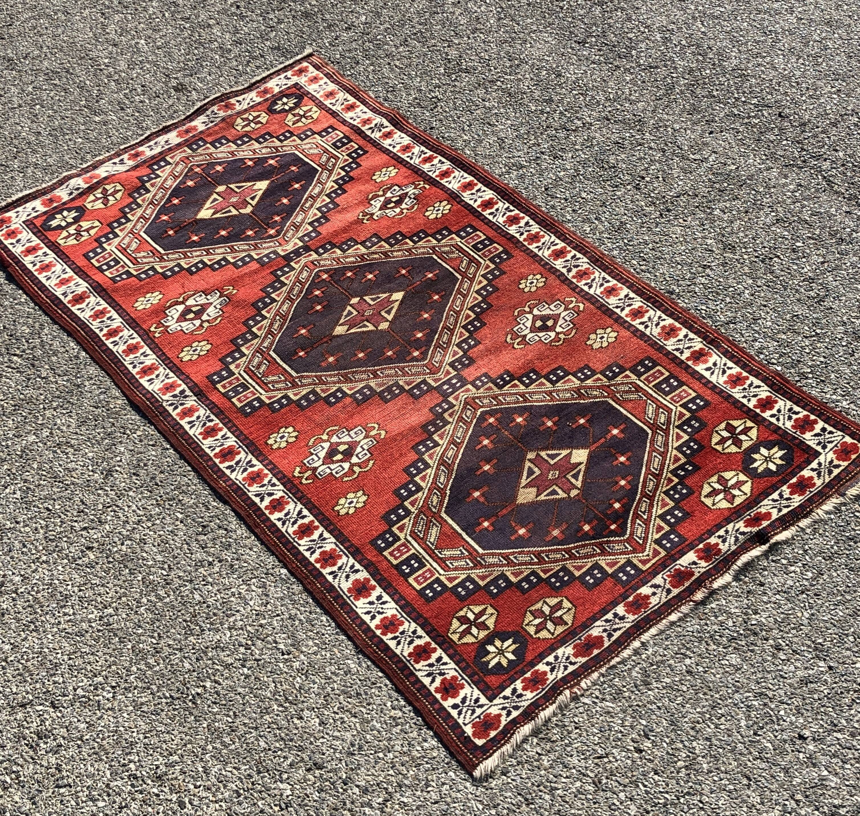 Oriental carpet caucasus kazak 106x196cm
