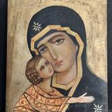 20th century hand-painted gilding wood icon